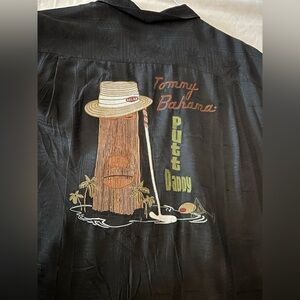Tommy Bahama Black Casual Button Down Shirt, Putt daddy, large!